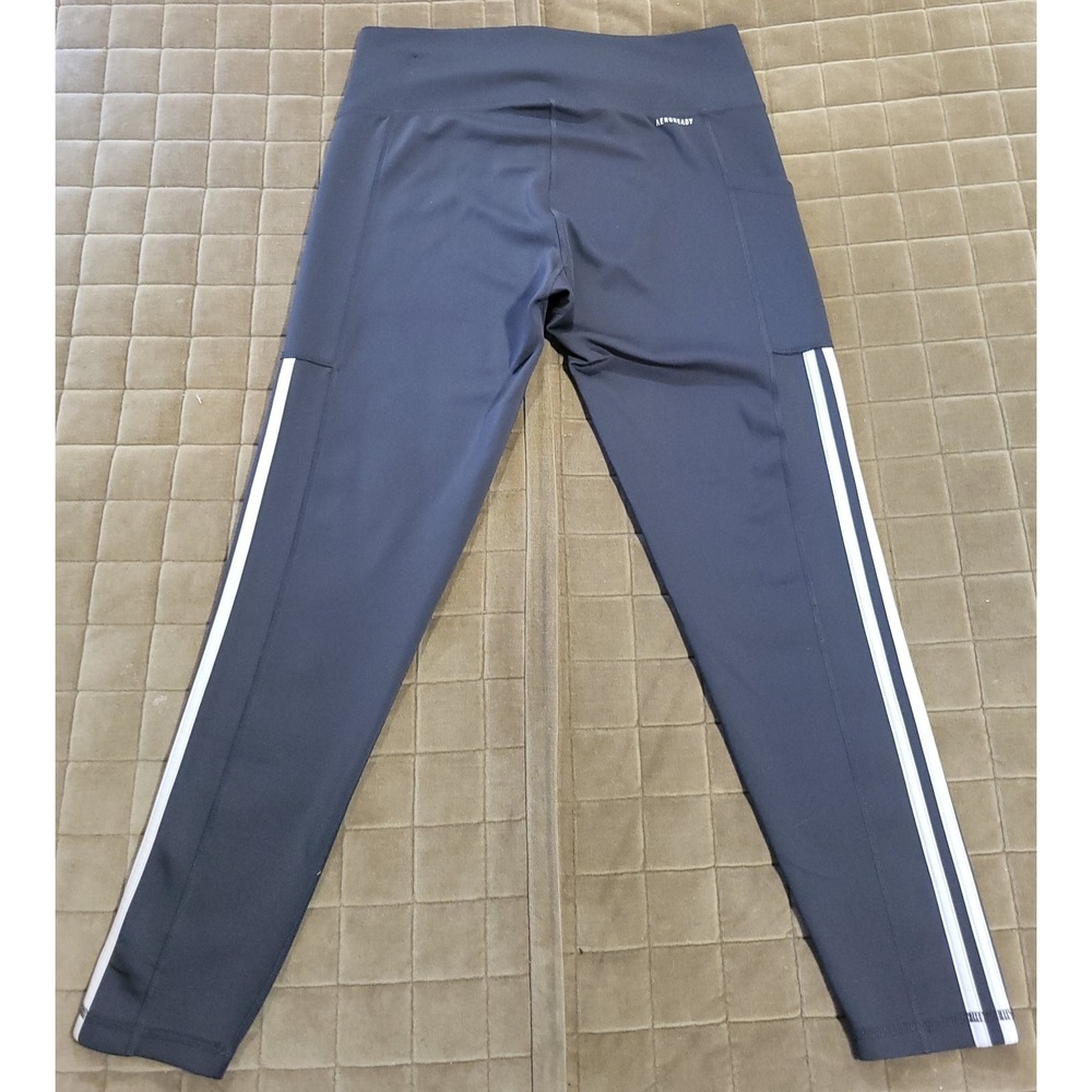 Adidas AeroReady Exercise Leggings Womens Sz Large Gray High Waist Logo Pockets - Picture 6 of 13
